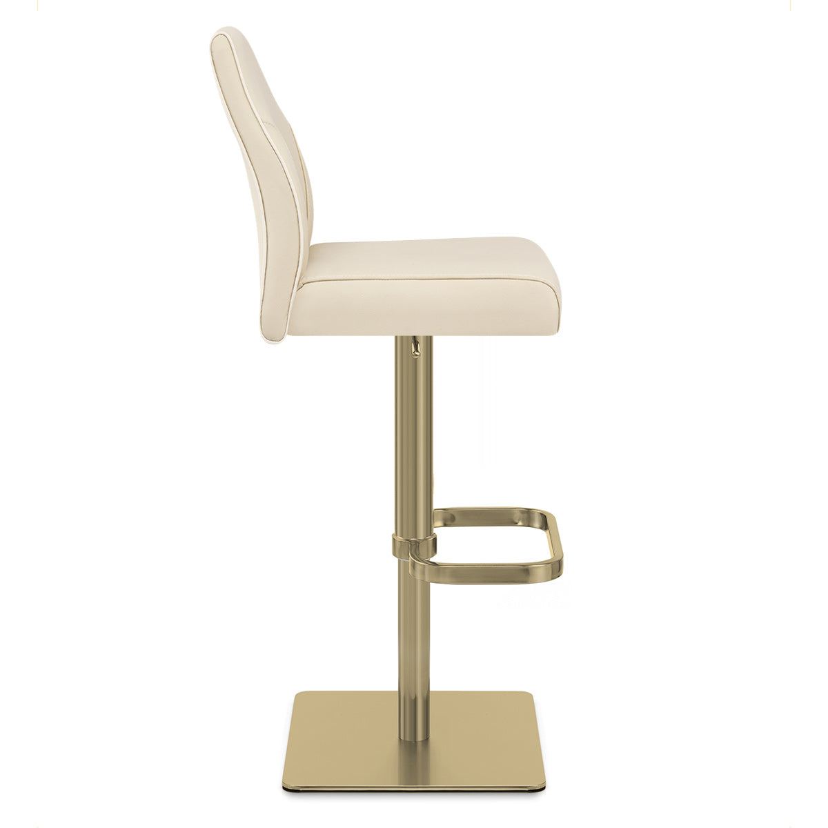 Martello Real Leather Gold Stool Cream