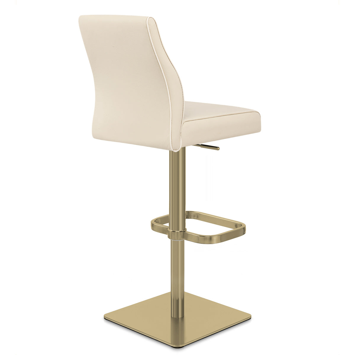 Martello Real Leather Gold Stool Cream