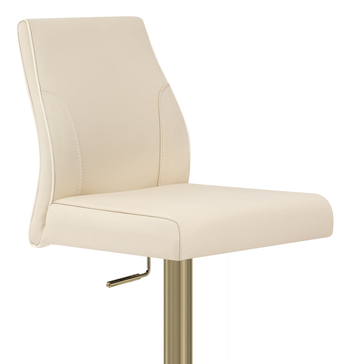 Martello Real Leather Gold Stool Cream