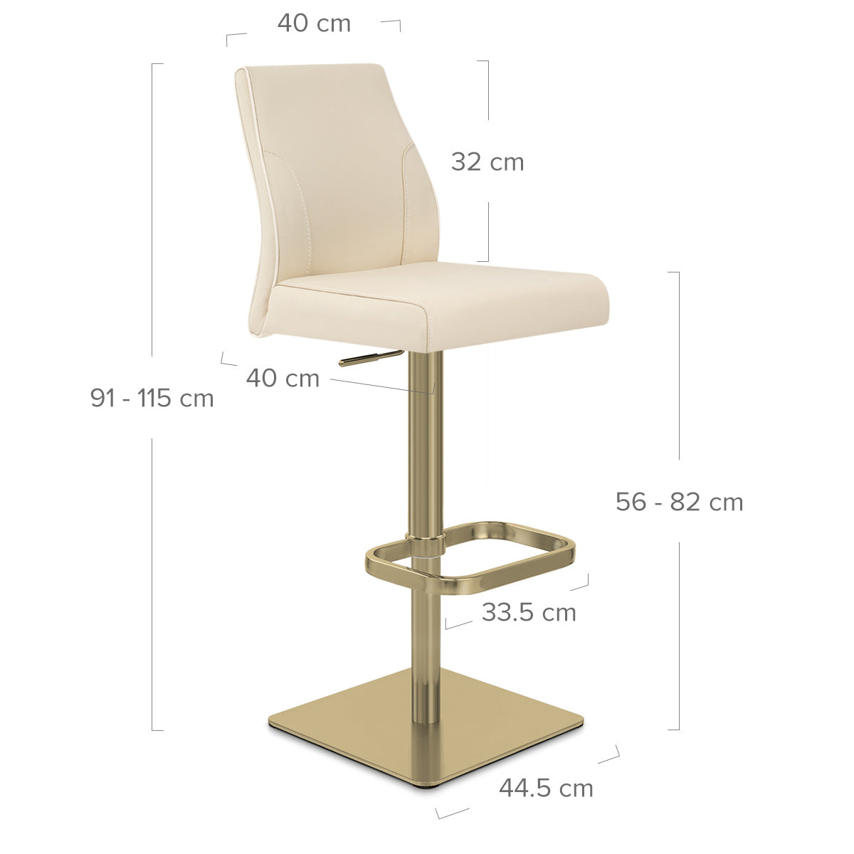 Martello Real Leather Gold Stool Cream