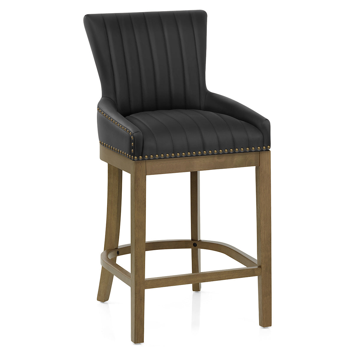Chiltern Oak Bar Stool Black Leather