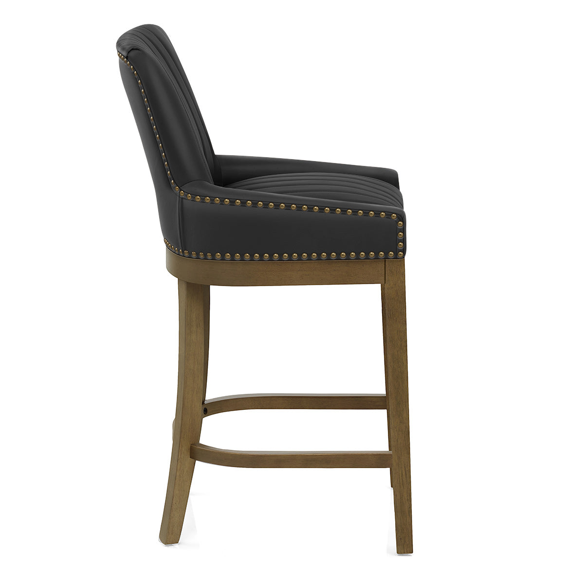 Chiltern Oak Bar Stool Black Leather