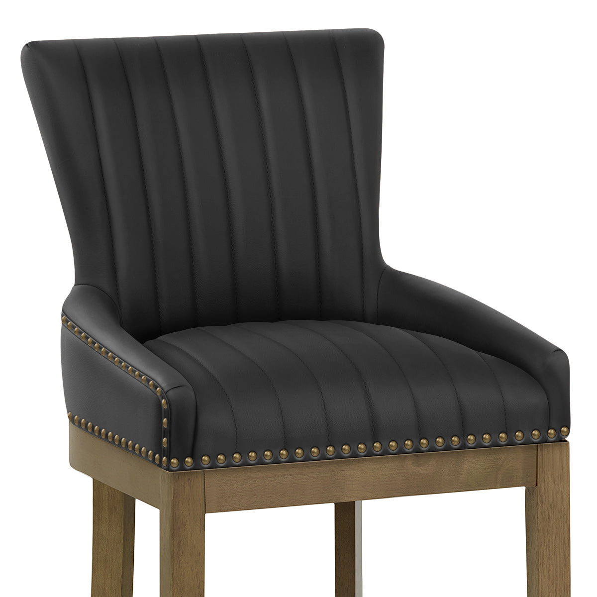 Chiltern Oak Bar Stool Black Leather