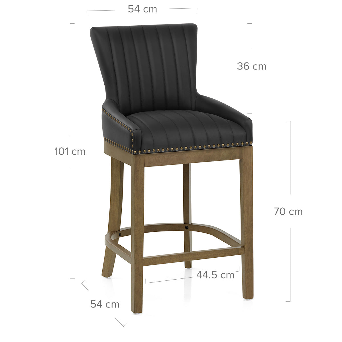Chiltern Oak Bar Stool Black Leather