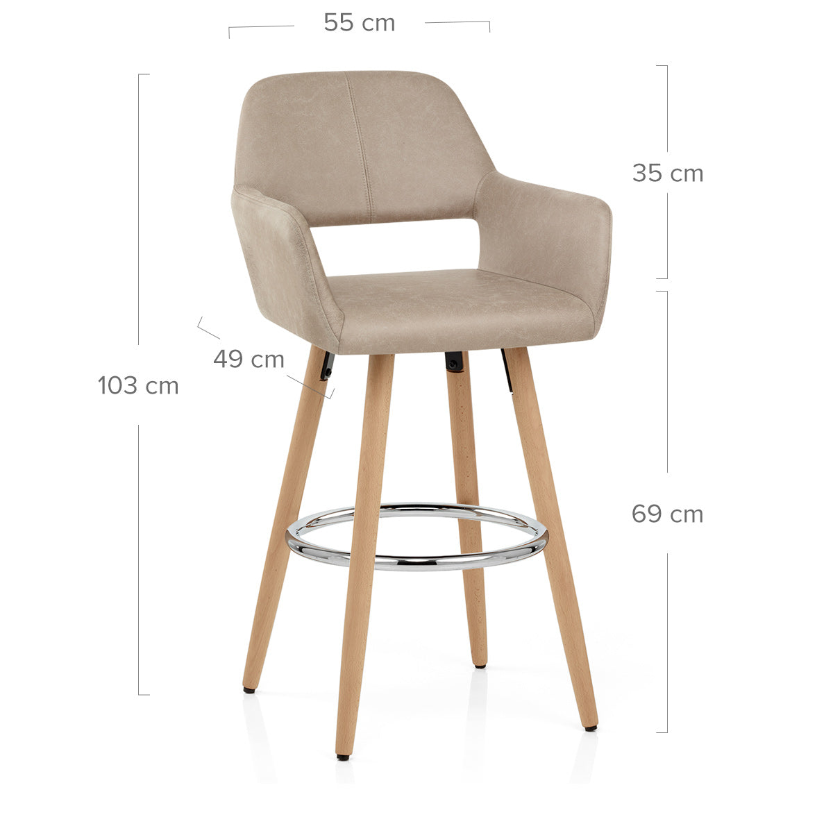 Kite Wooden Stool Antique Taupe