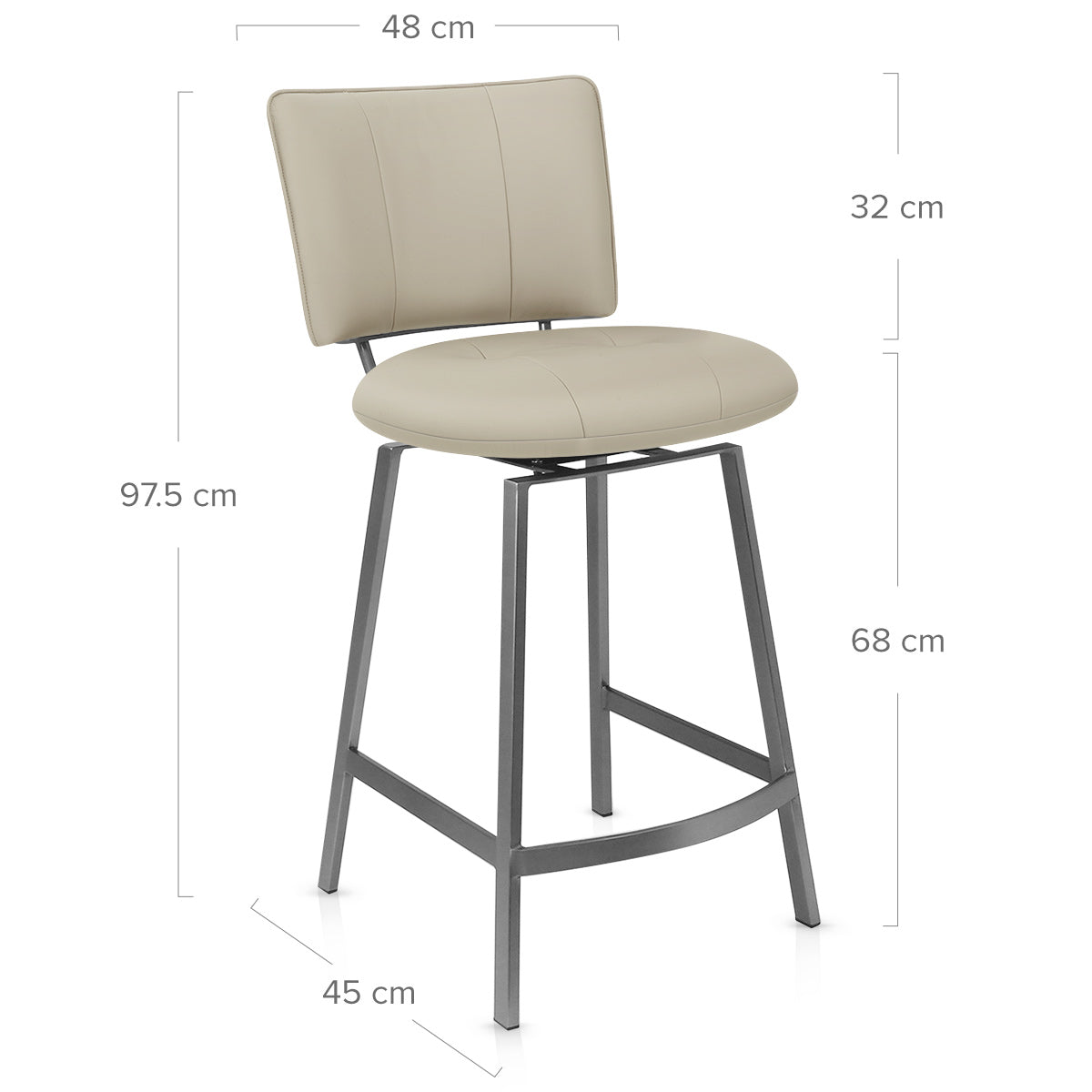 Finello Bar Stool Taupe Eco Leather
