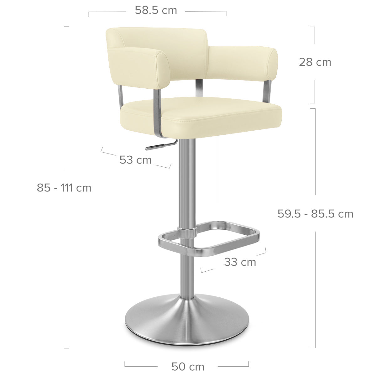 Sierra Bar Stool Cream Real Leather