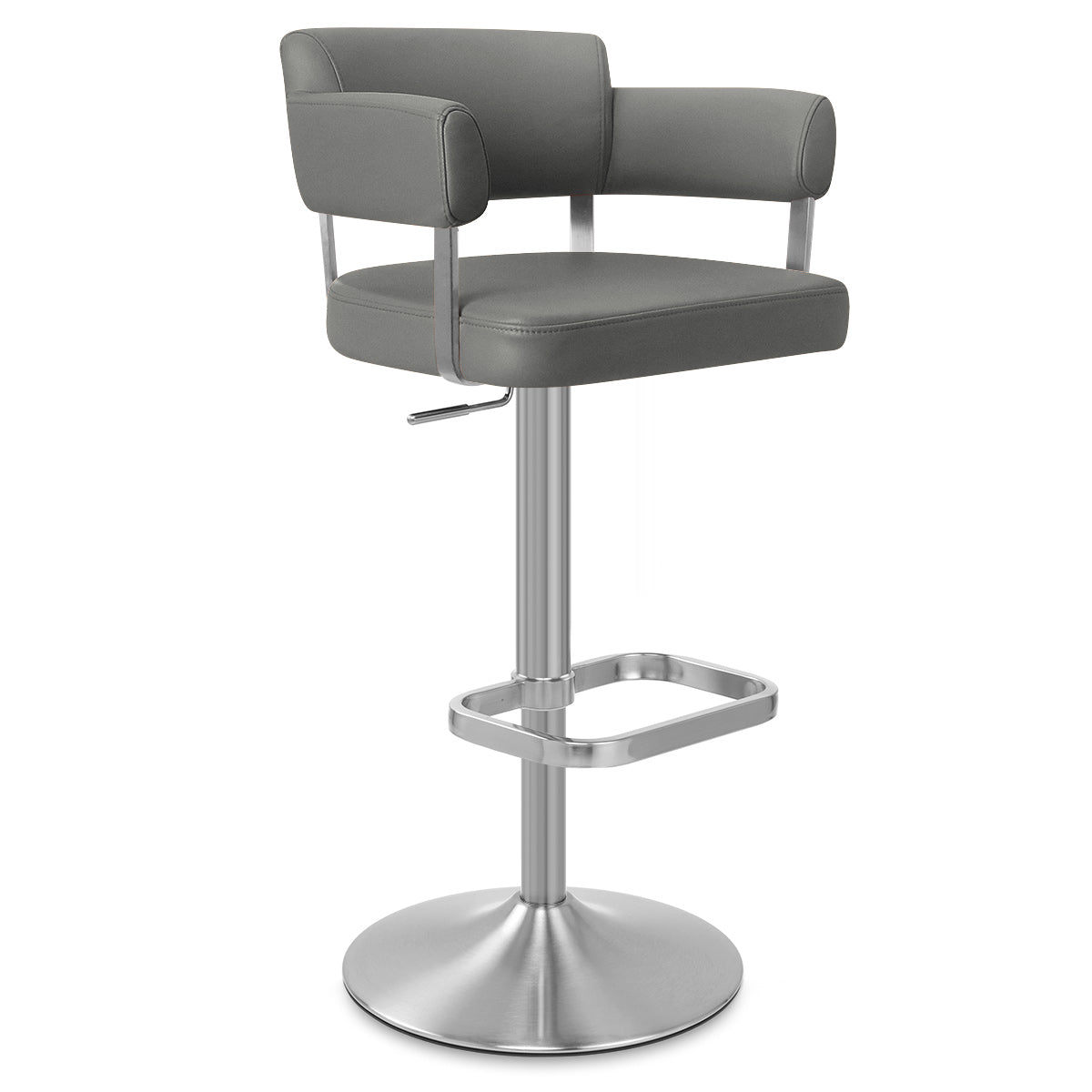 Sierra Bar Stool Dark Grey Real Leather