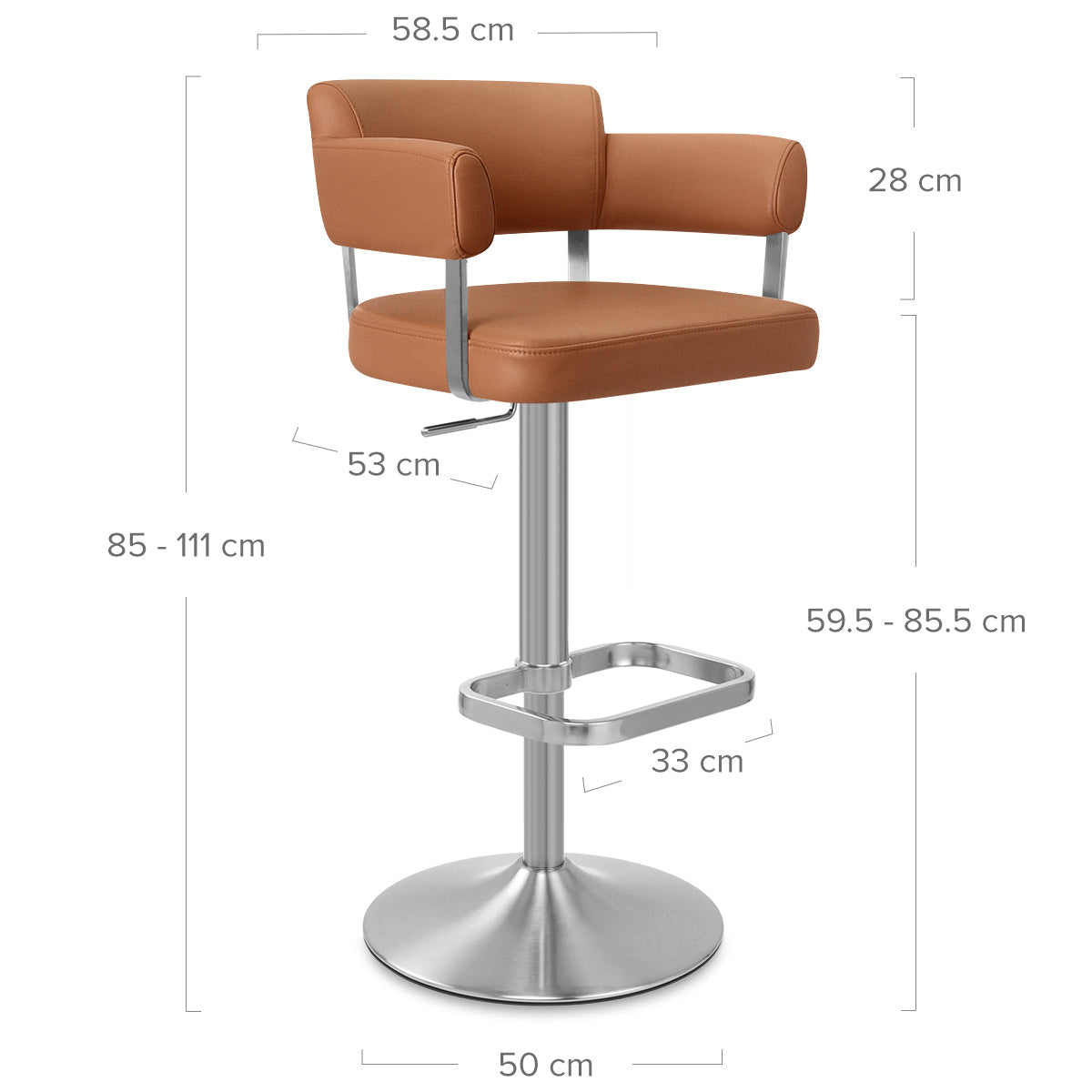 Sierra Bar Stool Tan Real Leather
