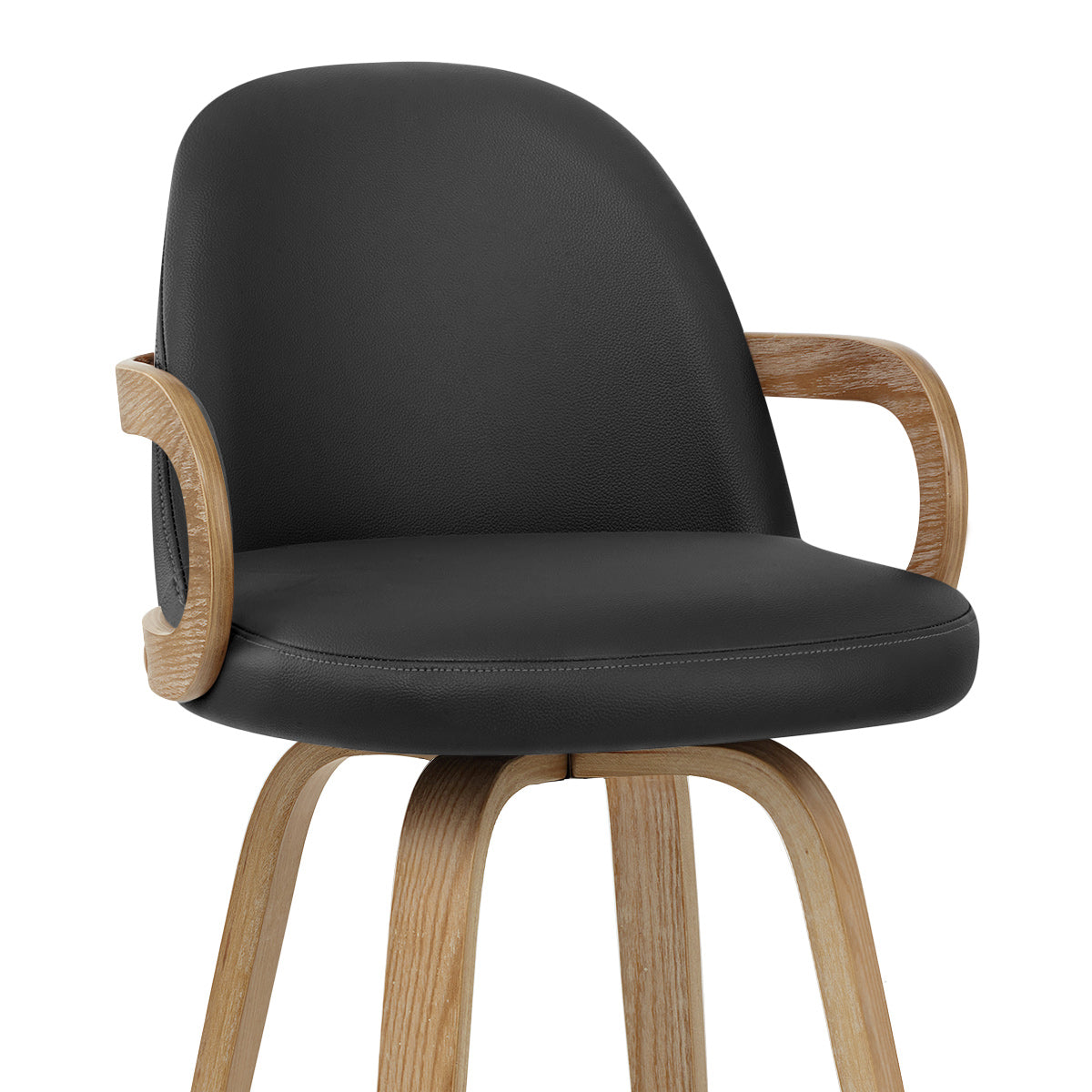 Franco Oak Bar Stool Black Real Leather