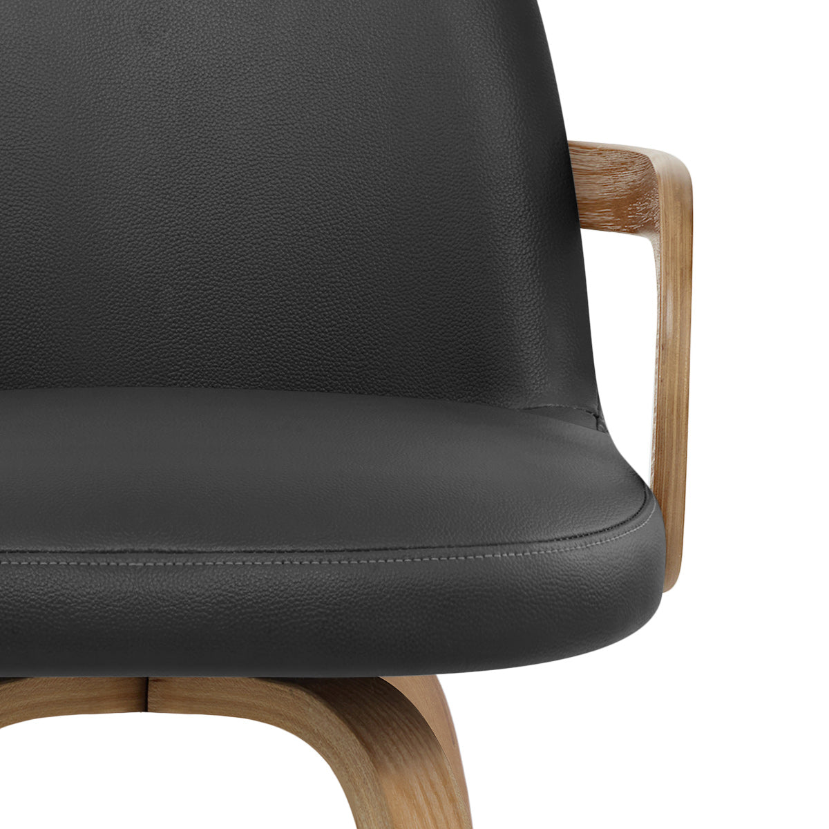 Franco Oak Bar Stool Black Real Leather