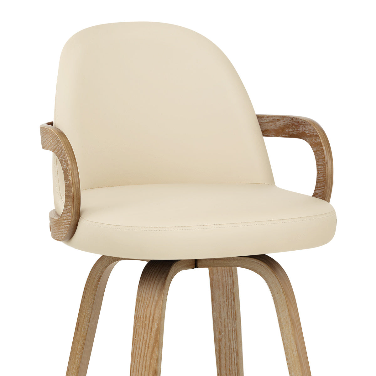 Franco Oak Bar Stool Cream Real Leather