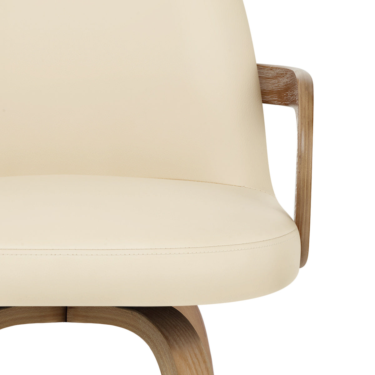 Franco Oak Bar Stool Cream Real Leather
