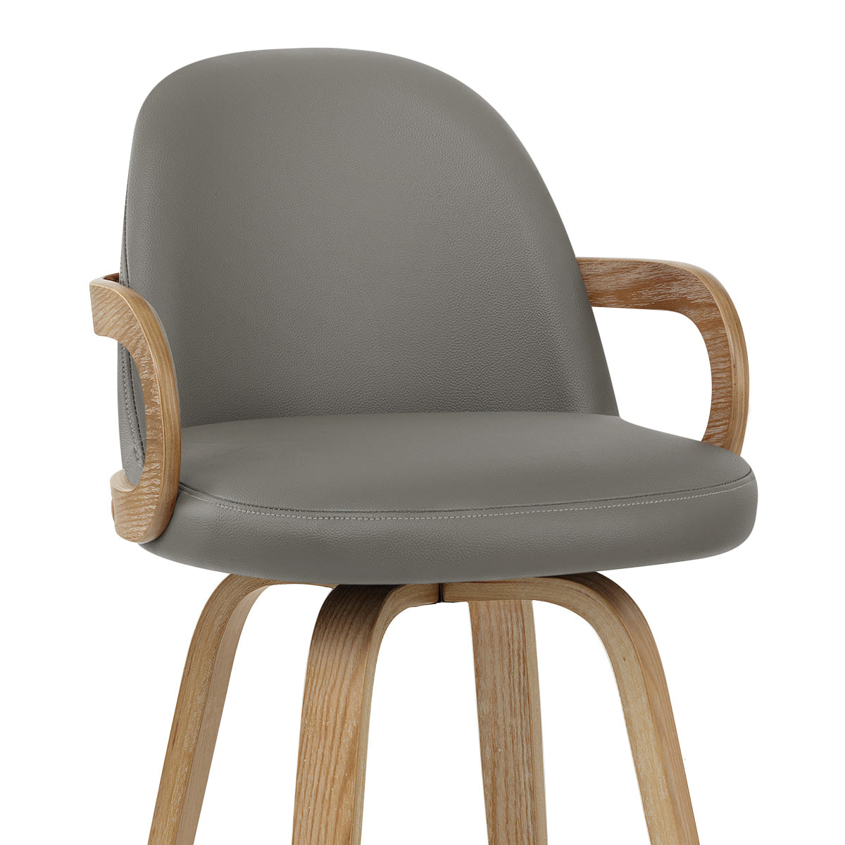 Franco Oak Bar Stool Grey Real Leather