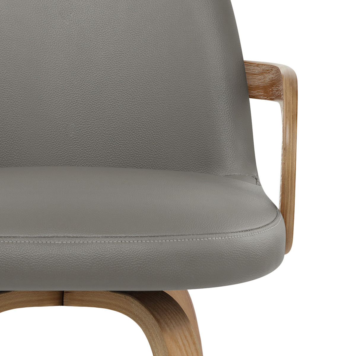Franco Oak Bar Stool Grey Real Leather