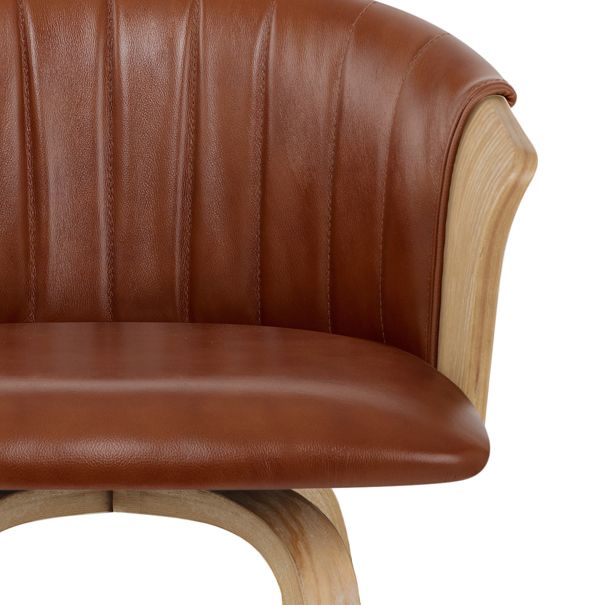 Coral Bar Stool Oak & Brown Real Leather