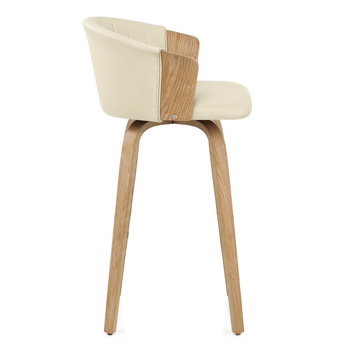 Coral Bar Stool Oak & Cream Real Leather