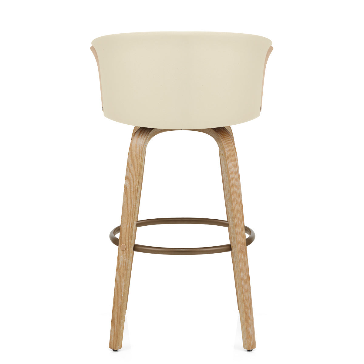 Coral Bar Stool Oak & Cream Real Leather