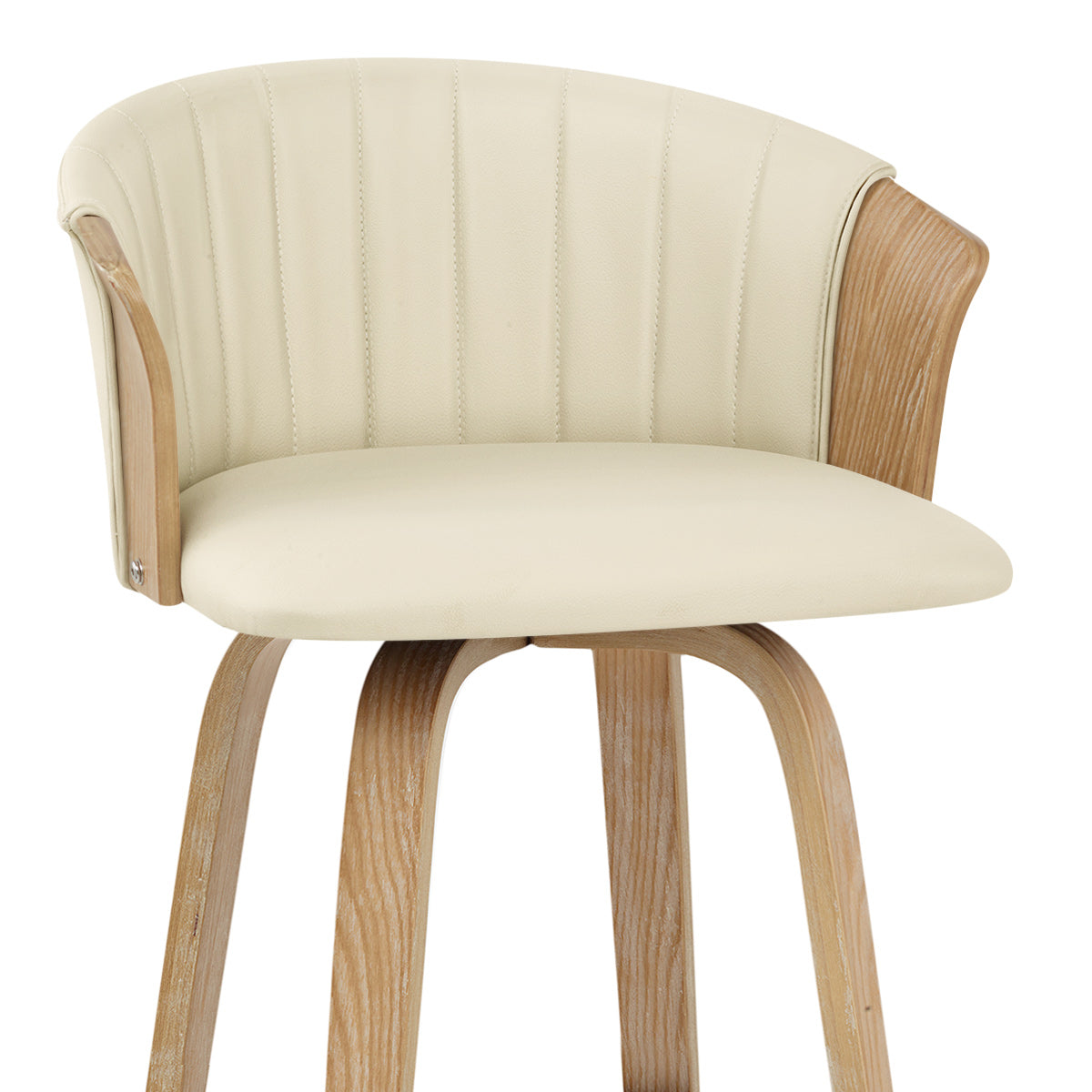 Coral Bar Stool Oak & Cream Real Leather