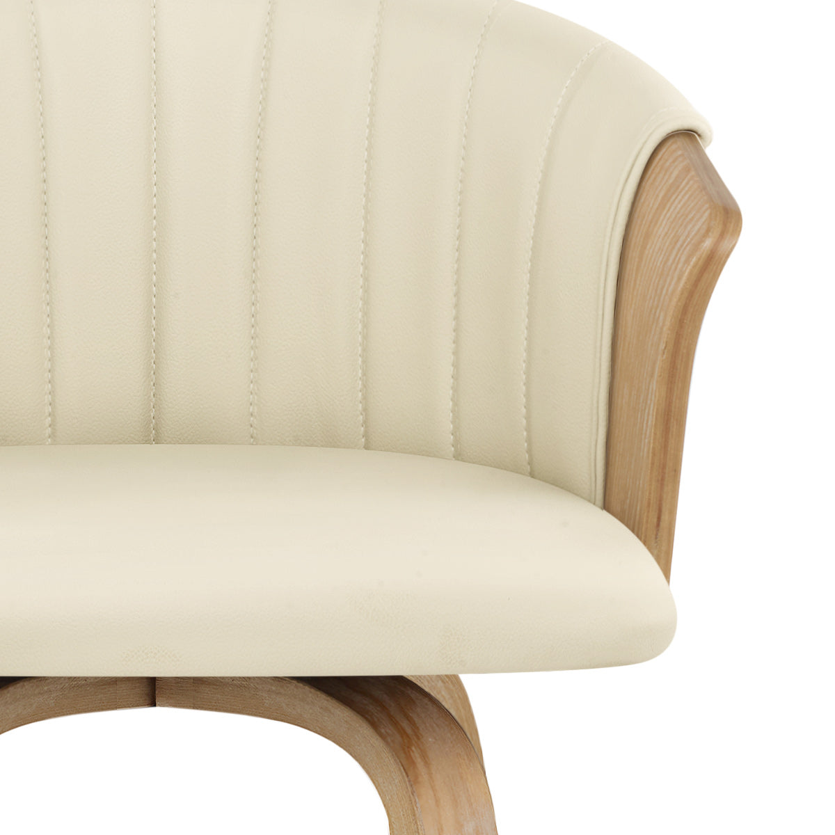 Coral Bar Stool Oak & Cream Real Leather