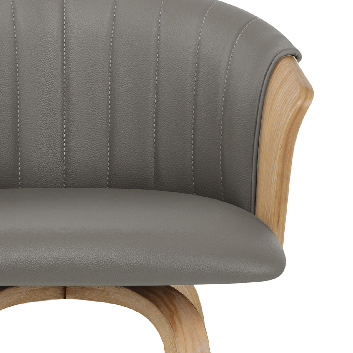 Coral Bar Stool Oak & Grey Real Leather