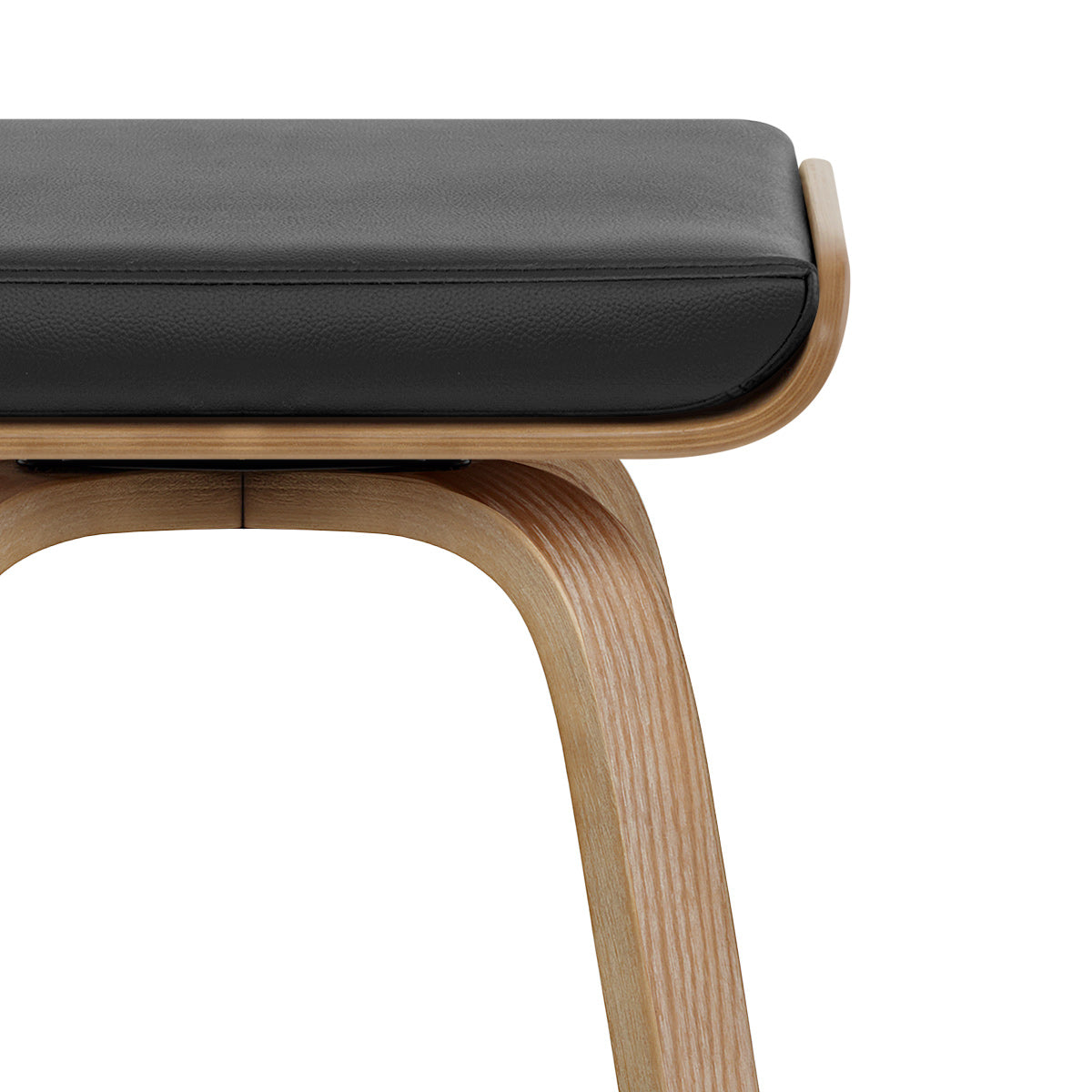 Remy Oak Stool Black Real Leather