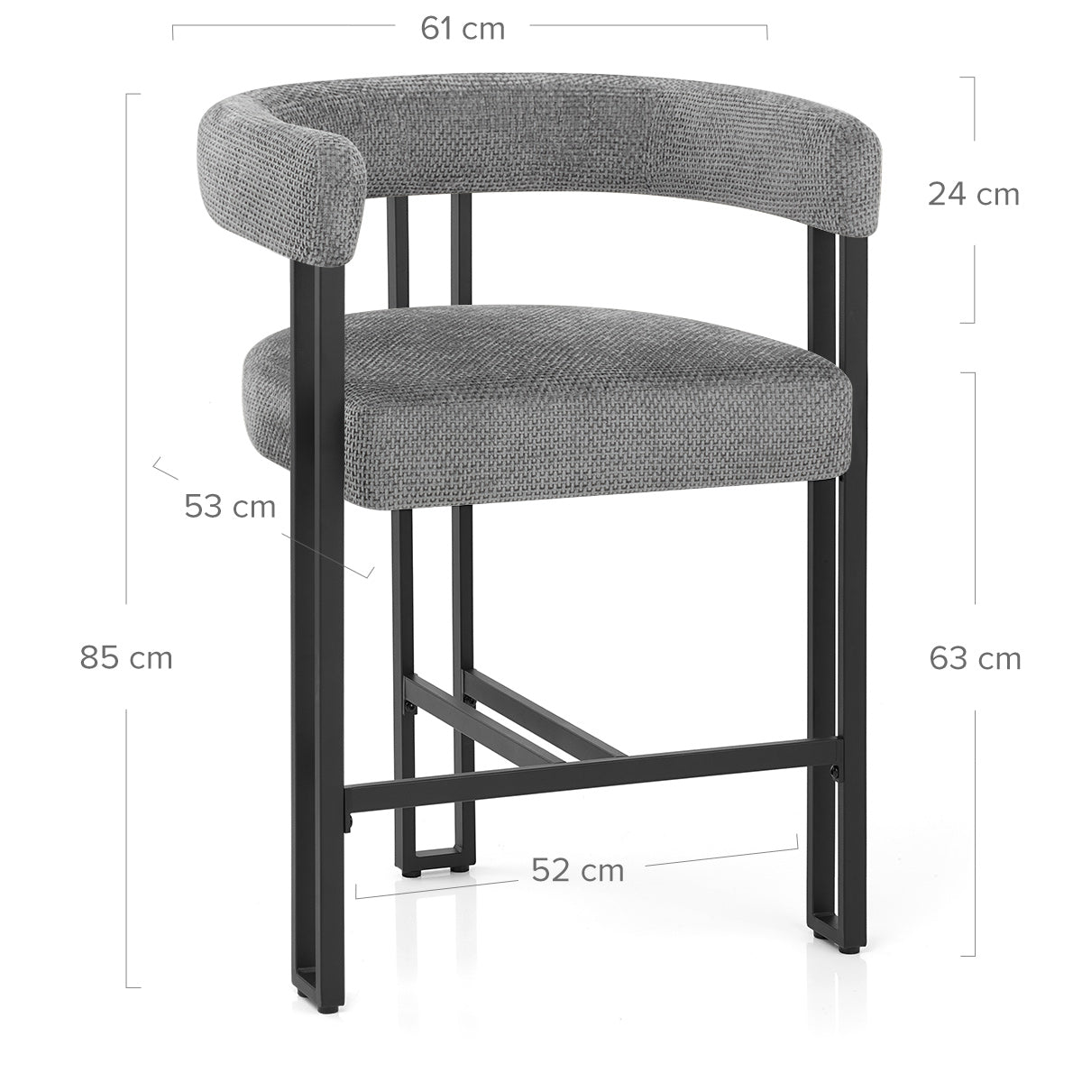 Gigi Bar Stool Grey Fabric