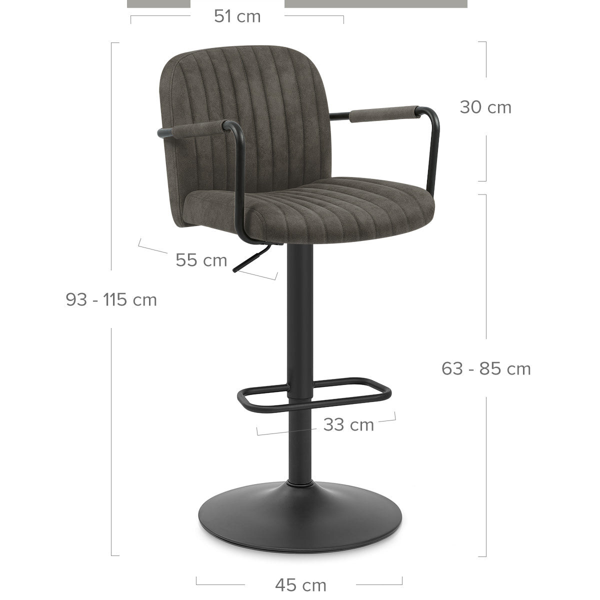Daytona Bar Stool Antique Charcoal