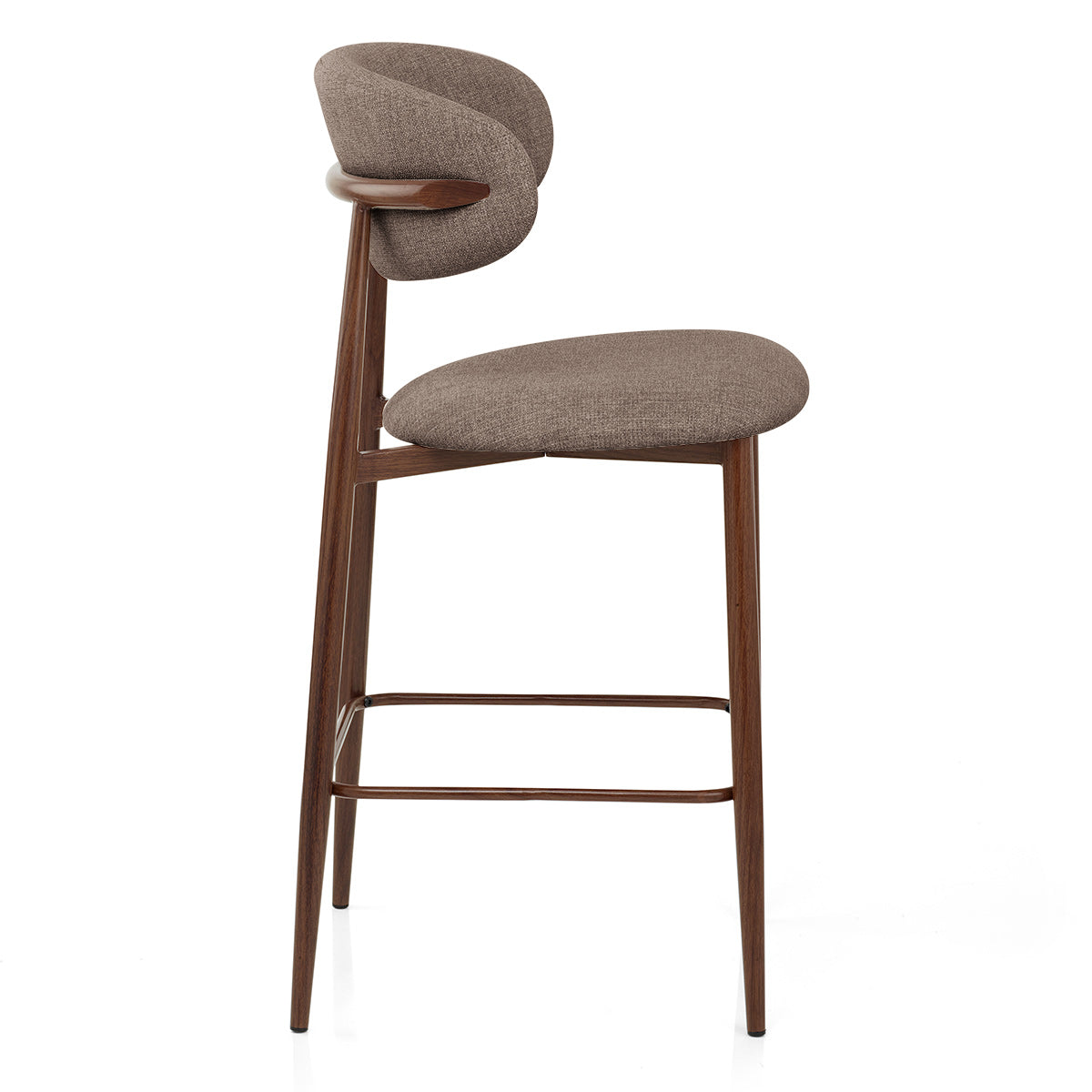 Harrow Walnut Bar Stool Brown Fabric