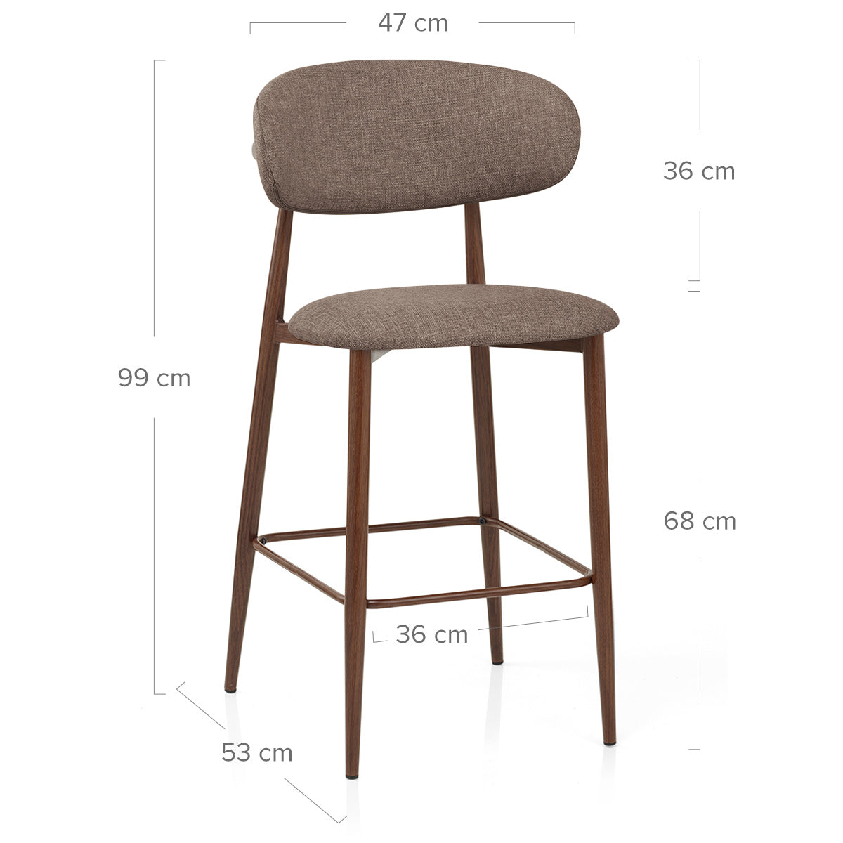 Harrow Walnut Bar Stool Brown Fabric