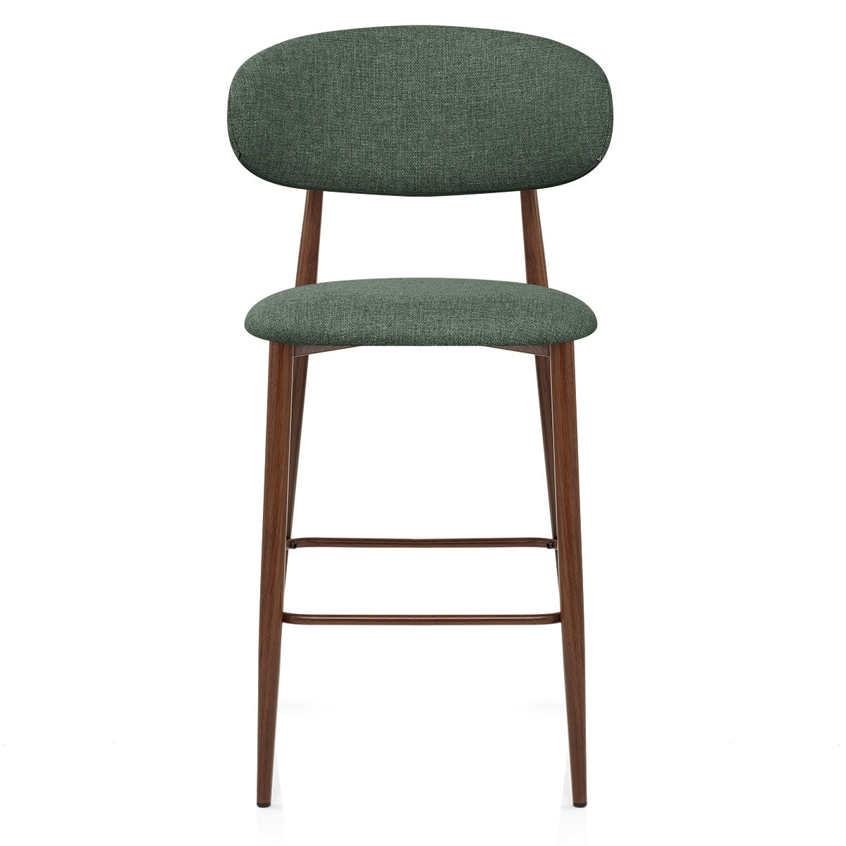 Harrow Walnut Bar Stool Green Fabric