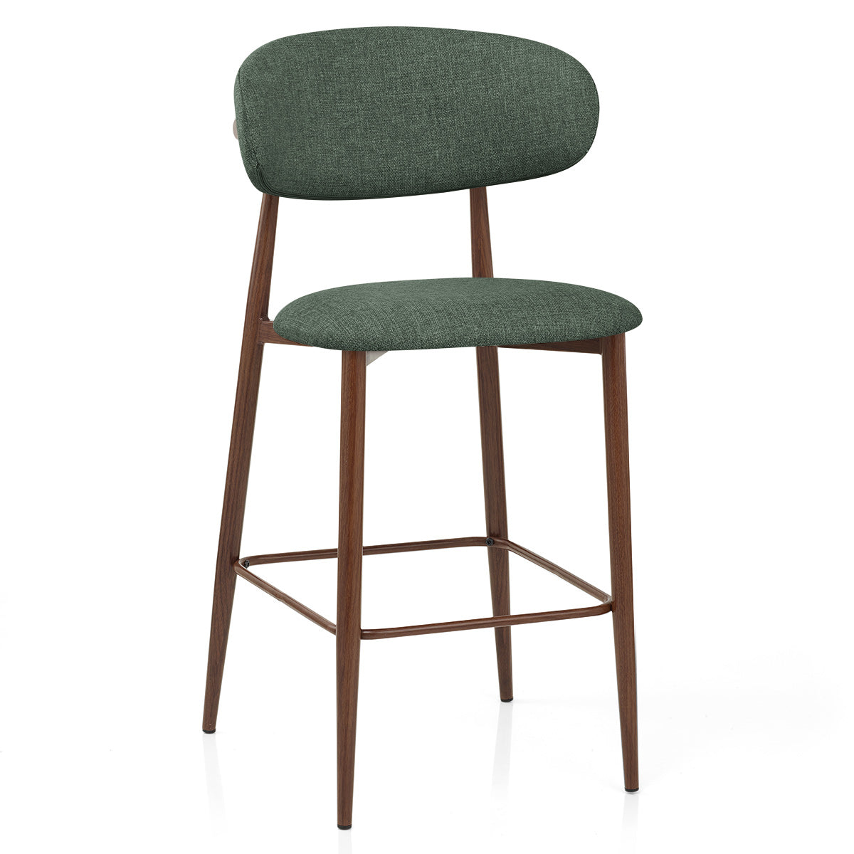 Harrow Walnut Bar Stool Green Fabric