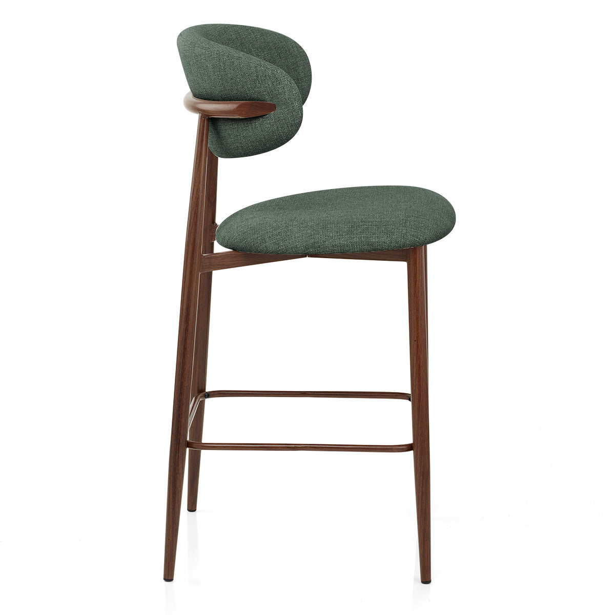 Harrow Walnut Bar Stool Green Fabric
