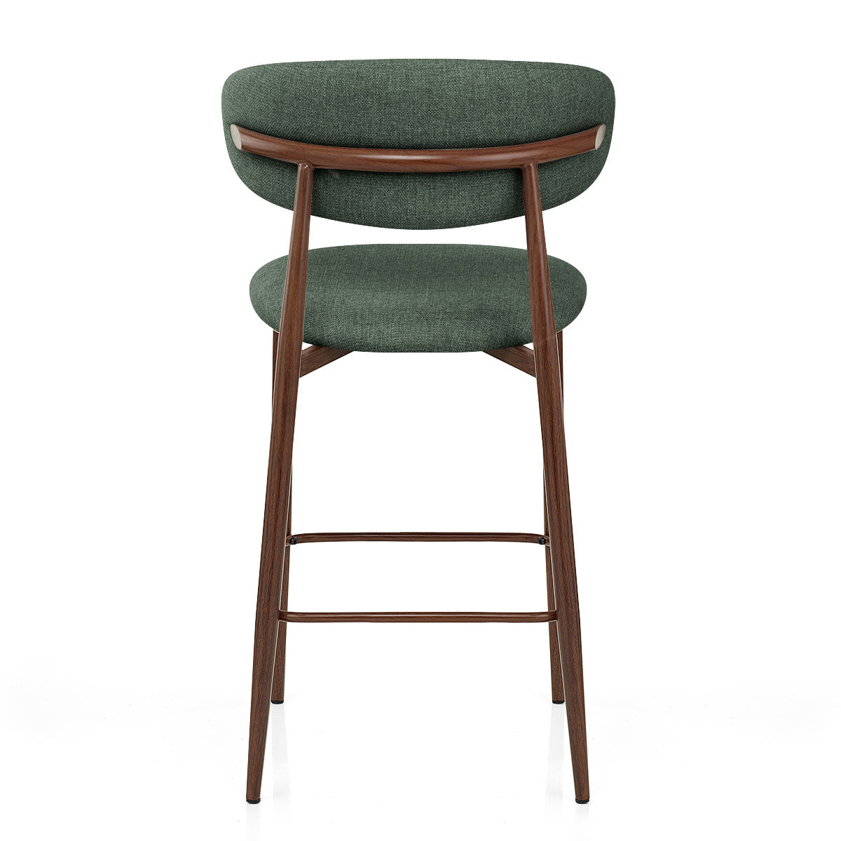 Harrow Walnut Bar Stool Green Fabric
