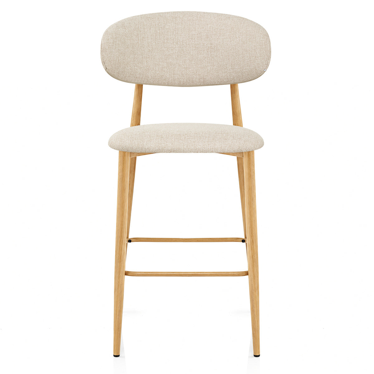 Harrow Oak Bar Stool Beige Fabric