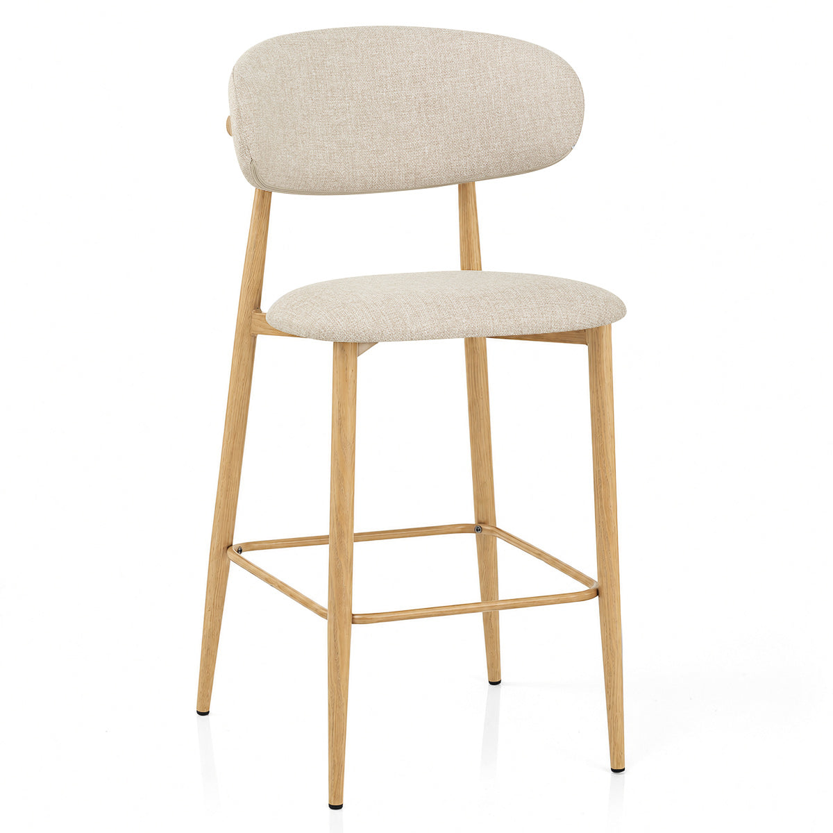 Harrow Oak Bar Stool Beige Fabric
