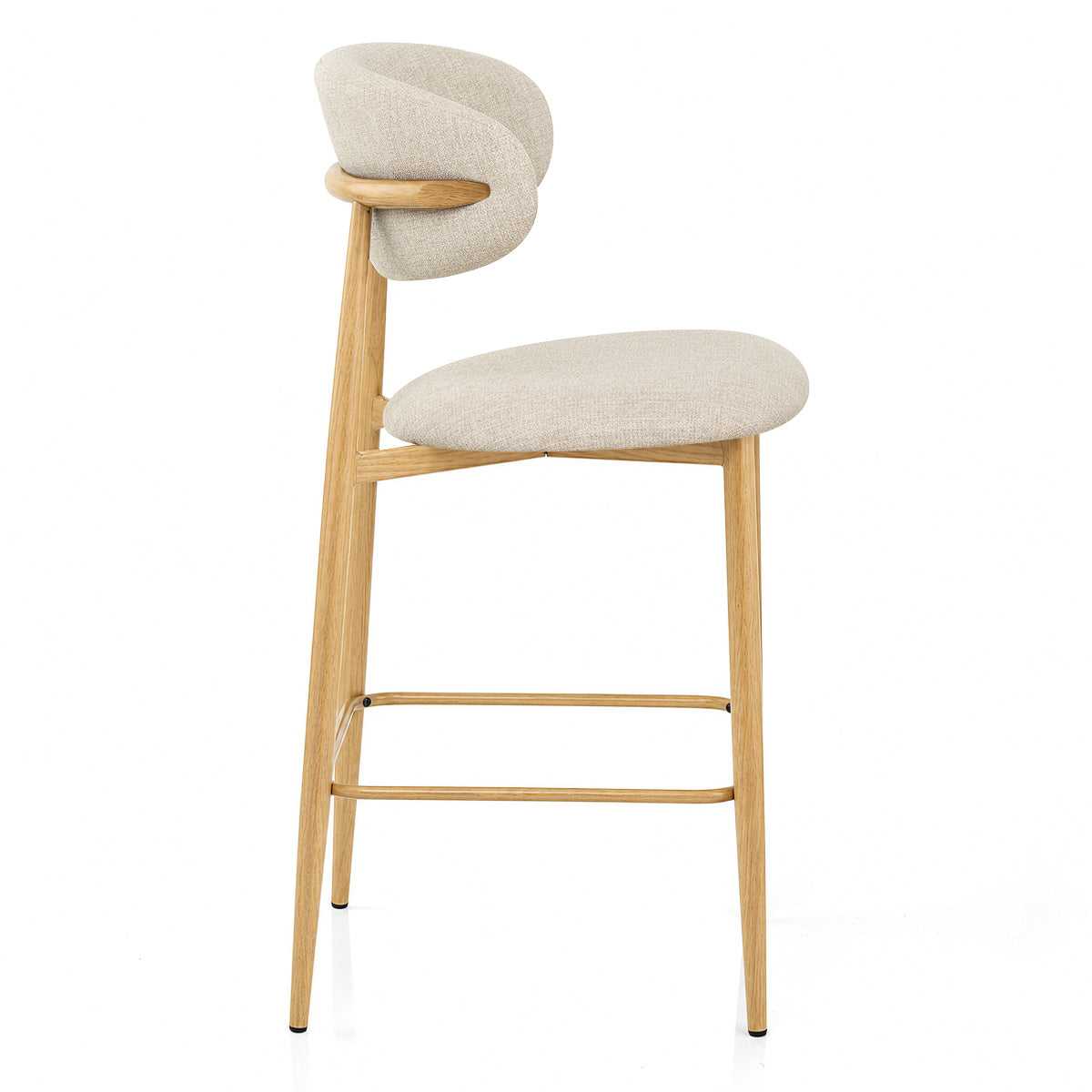 Harrow Oak Bar Stool Beige Fabric