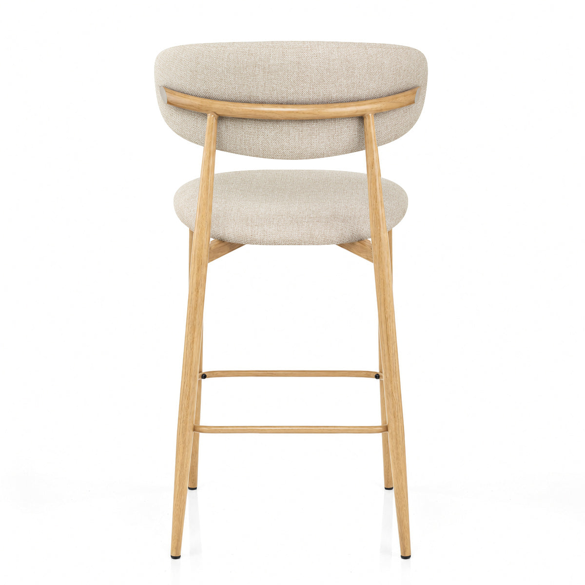 Harrow Oak Bar Stool Beige Fabric