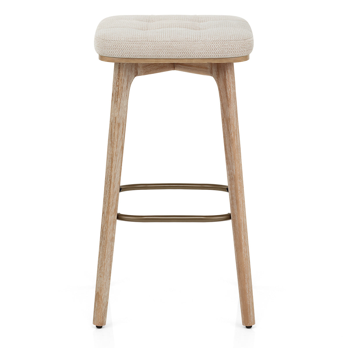 Malmo Oak & Copper Stool Beige Fabric
