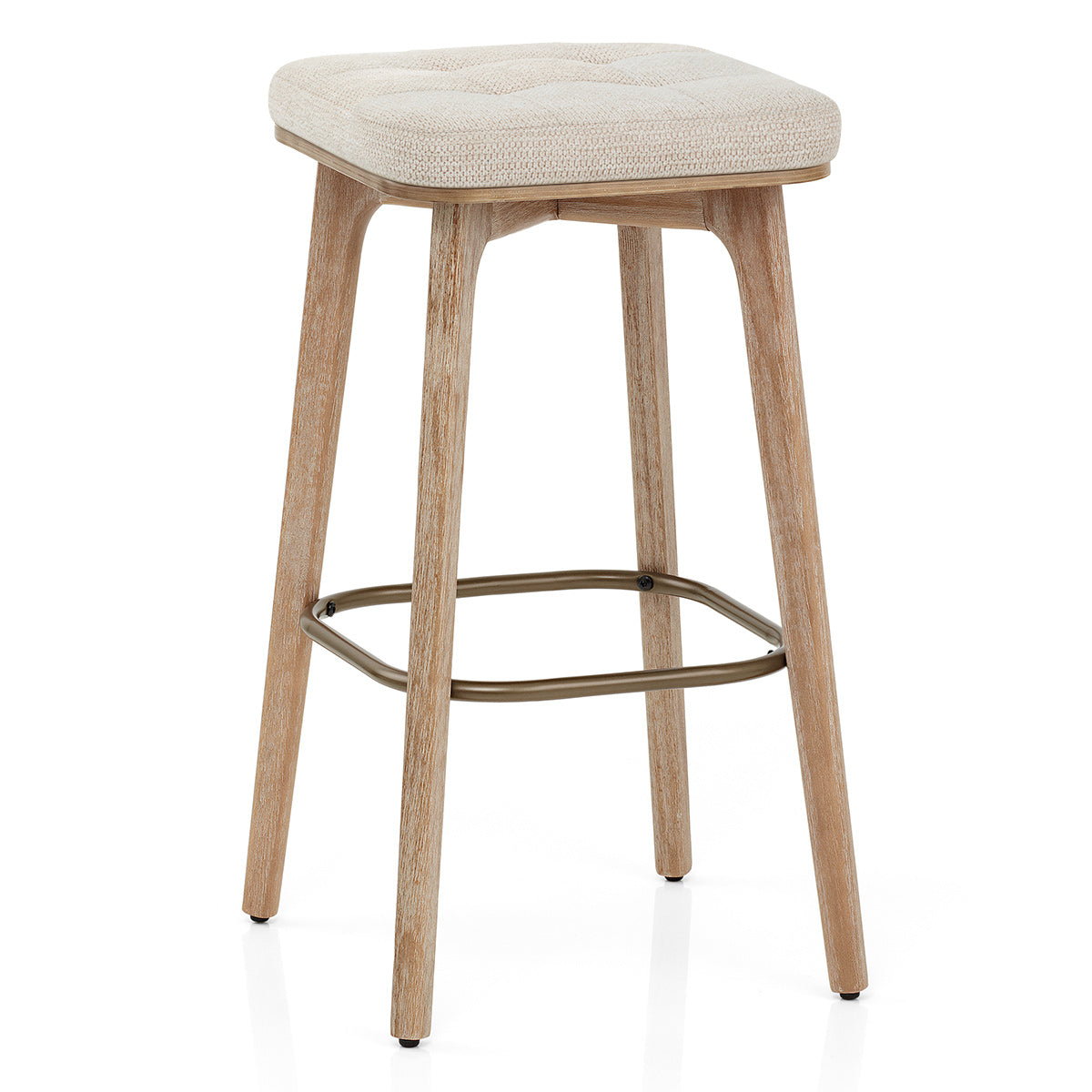 Malmo Oak & Copper Stool Beige Fabric