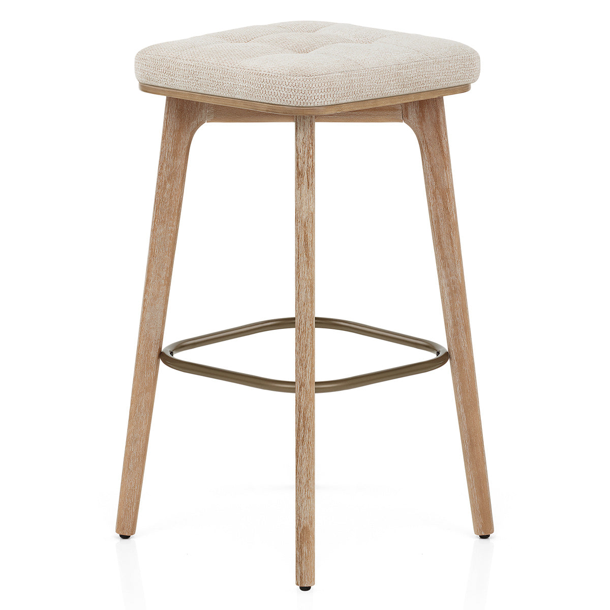 Malmo Oak & Copper Stool Beige Fabric