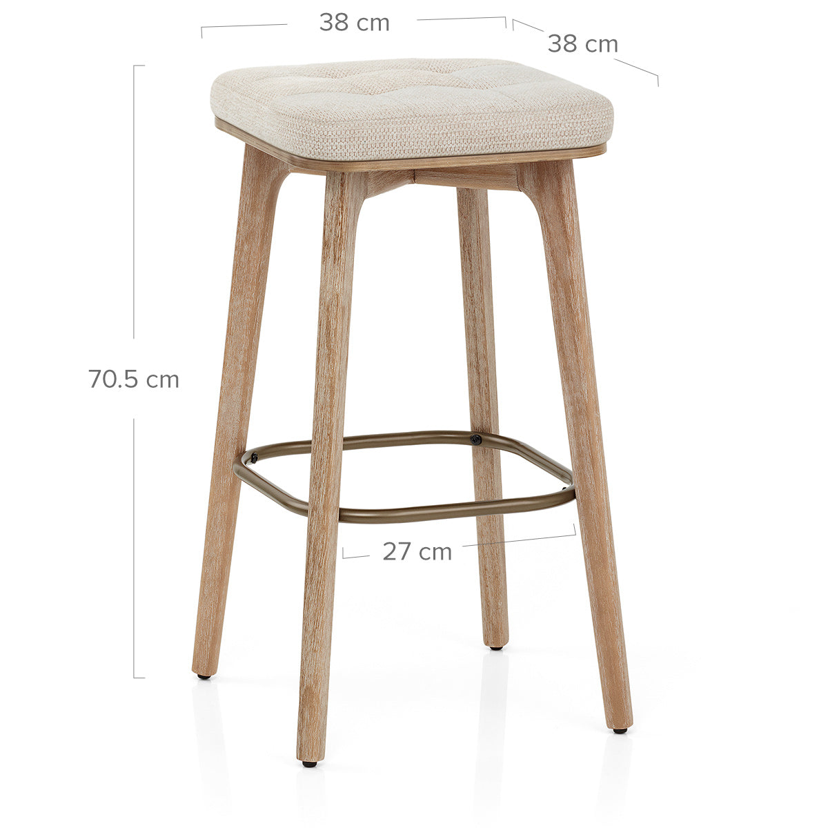 Malmo Oak & Copper Stool Beige Fabric