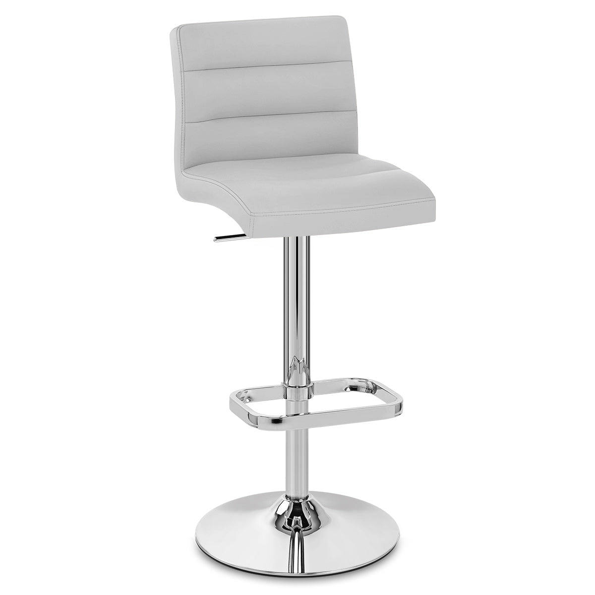 Rush Real Leather Chrome Stool Grey