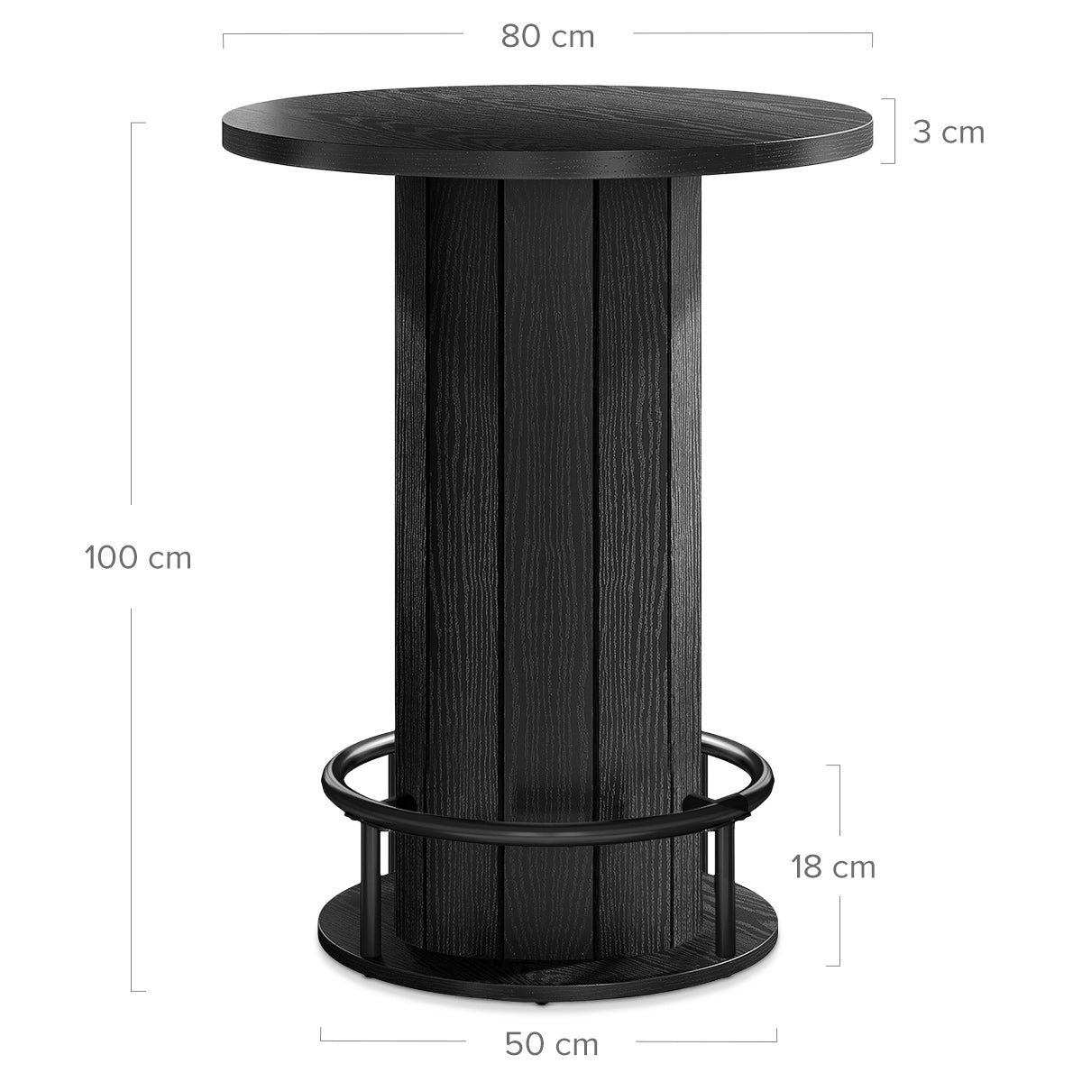 Mondo Round Wooden Bar Table Black