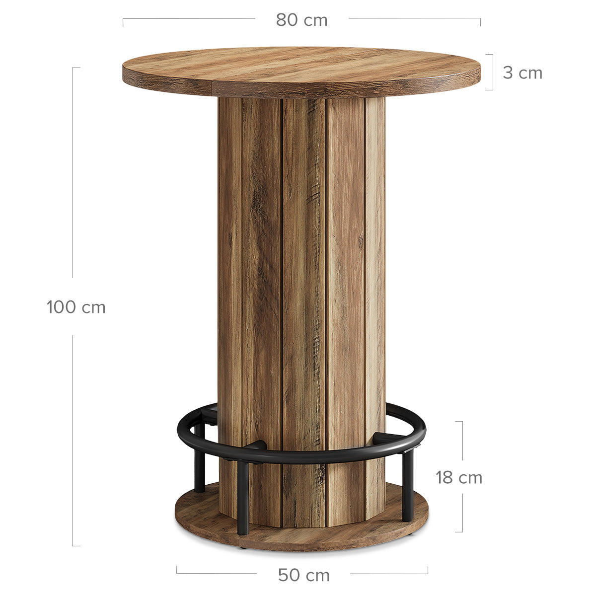 Mondo Round Wooden Bar Table Oak