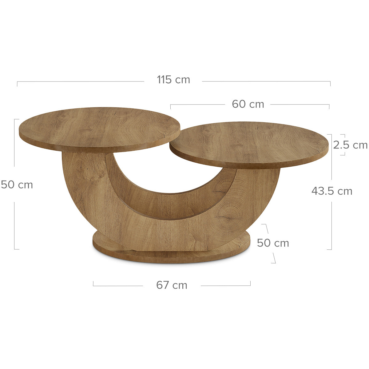 Nile 115cm Twin Coffee Table Oak