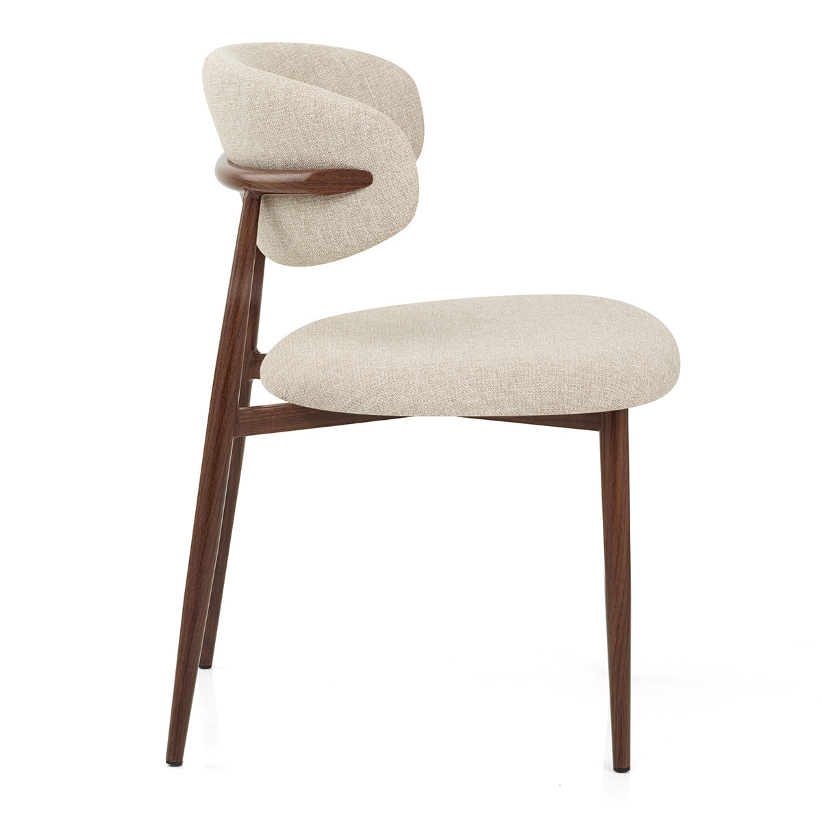 Harrow Walnut Dining Chair Beige Fabric