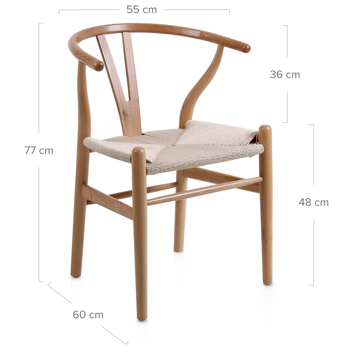 Maxime Oak Wishbone Chair Beige