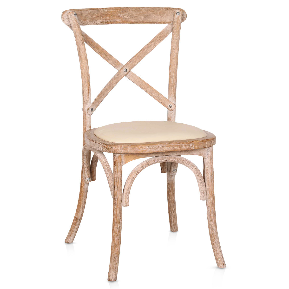 Marcel Oak Cross Back Chair Cream Leather