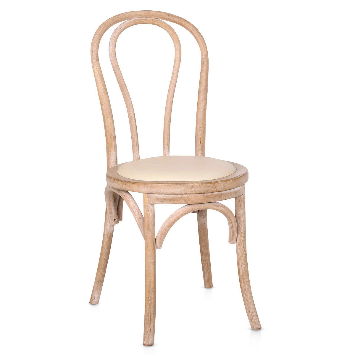 Henri Oak Bistro Chair Cream Real Leather